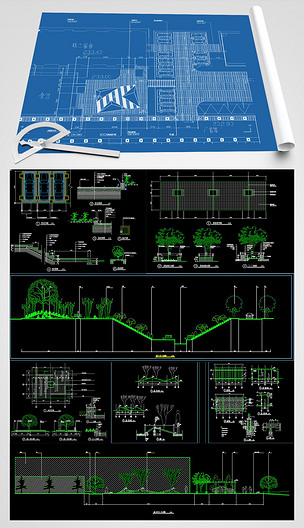 某厂区景观绿化工程CAD施工图下载-编号25440771-园林CAD图纸
